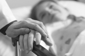 Hospital patient in bed