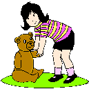 child talking to stuffed bear