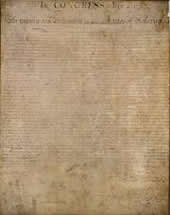 The first page of the US Constitution